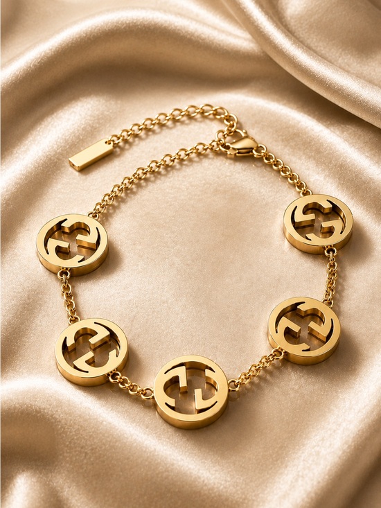 Fashion Jewelry Jewelry - Gold Interlocking G Disc Chain Bracelet